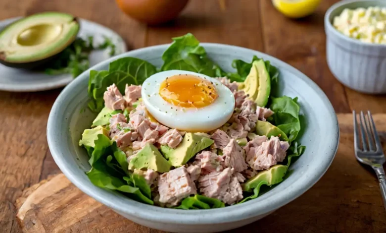 tuna salad with avocado and egg