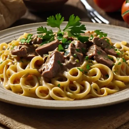 Beef Stroganoff Crock Pot with a Creamy Twist