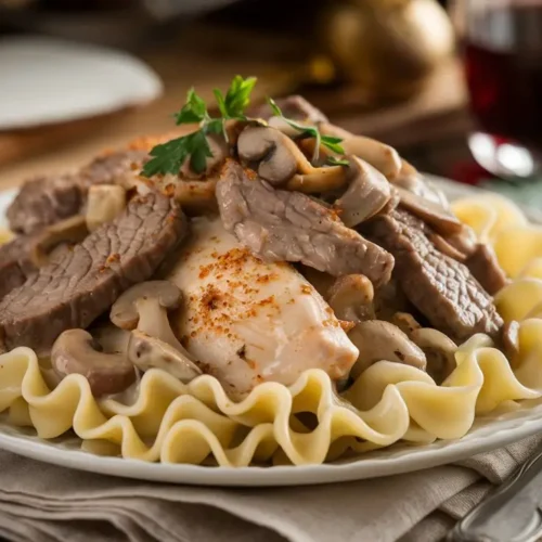 Creamy beef stroganoff with chicken Recipe