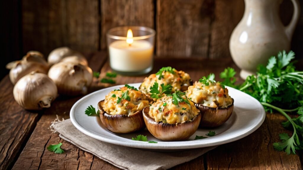 Easy Crab Stuffed Mushrooms