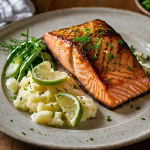 Grilled Salmon with Garlic Lime Butter