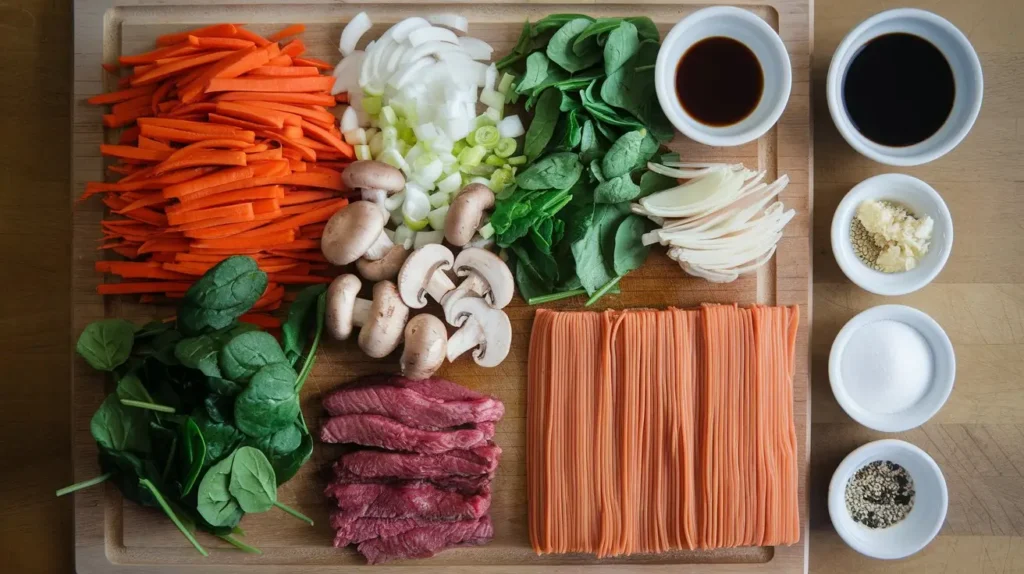 ingredients for chap chae korean recipe