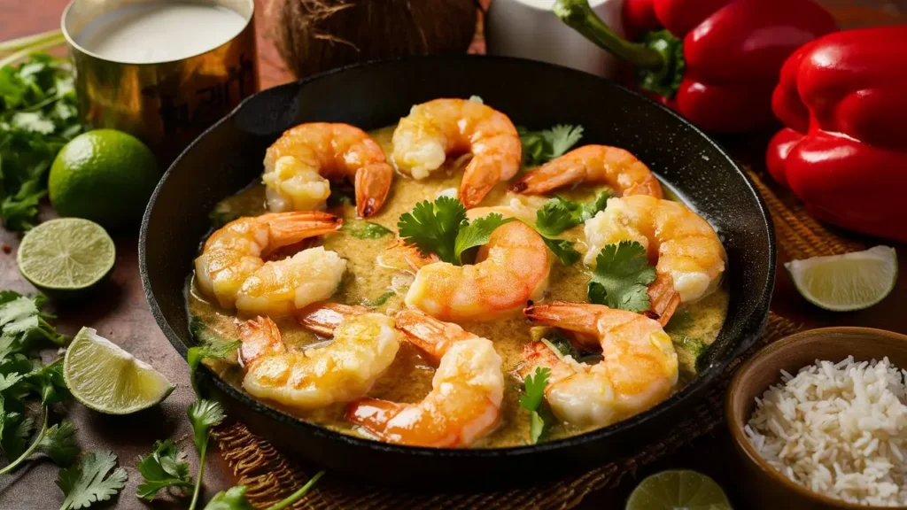 Coconut shrimp in creamy sauce