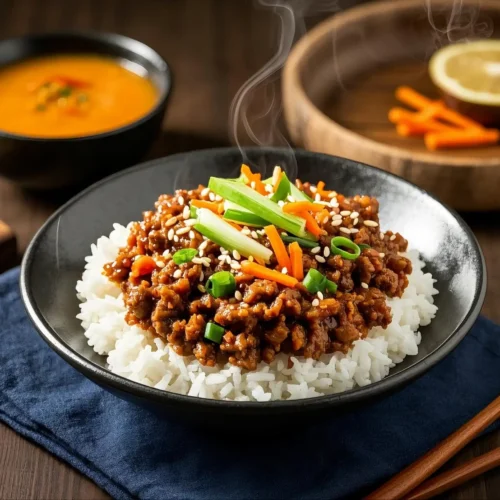 Easy 30 Minute Spicy Korean Ground Beef Bowl Recipe